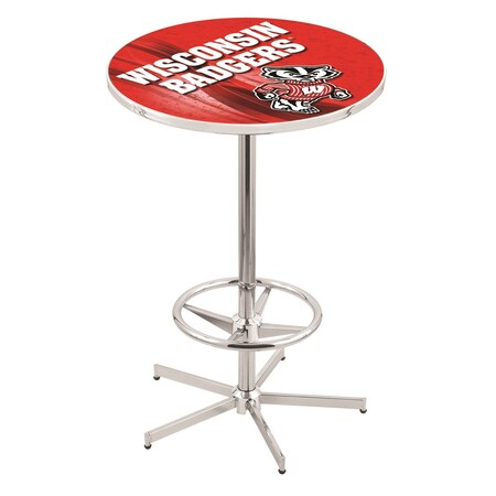Holland Bar Stool Co 42" Chrome Wisconsin "Badger" Pub Table, 36" dia. Top L216C4236WI-Bdg-D2